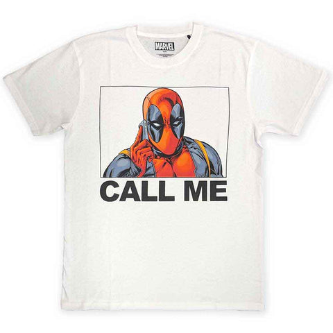 Deadpool Call Me Marvel Official White T-Shirt